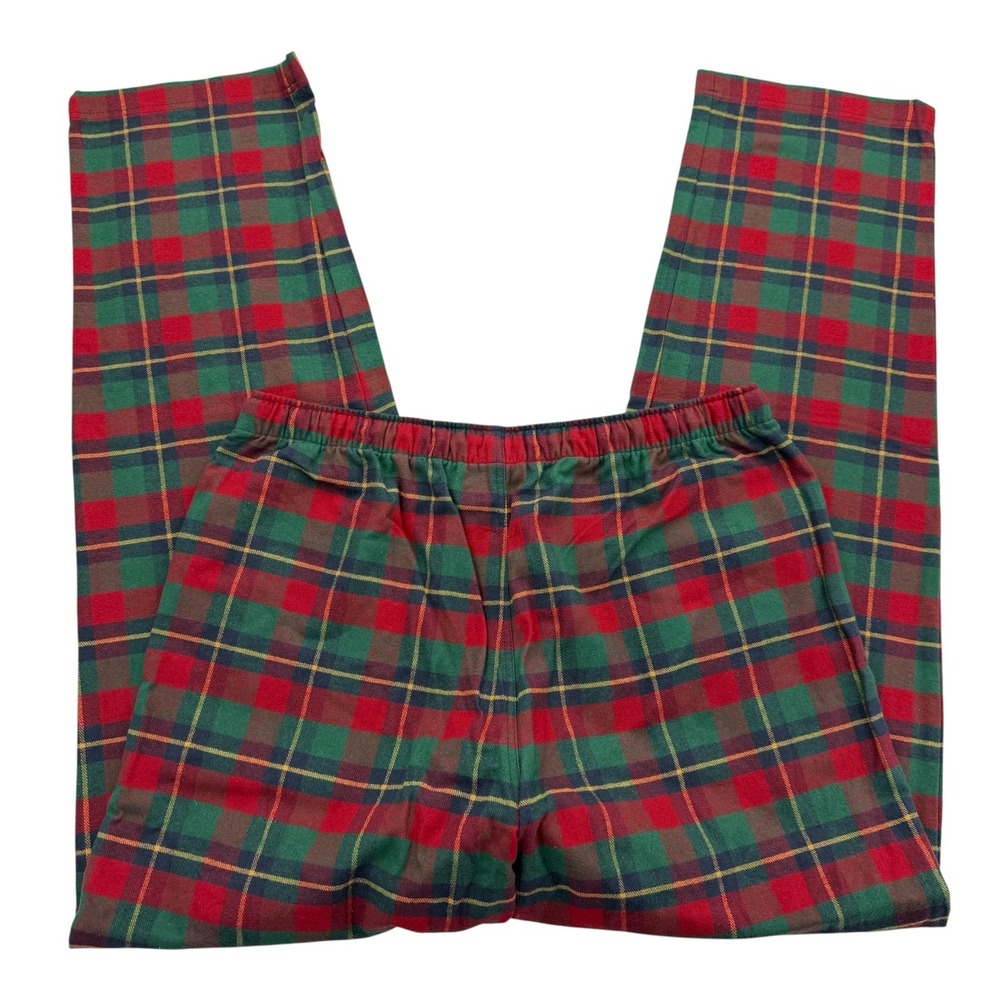 Garnet Hill Pajama Pants Mens M Multicolor Plaid Cotton Flannel Drawstring